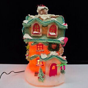Light up Santa's Workshop Gingerbread House Decor Vintage 12" Tall